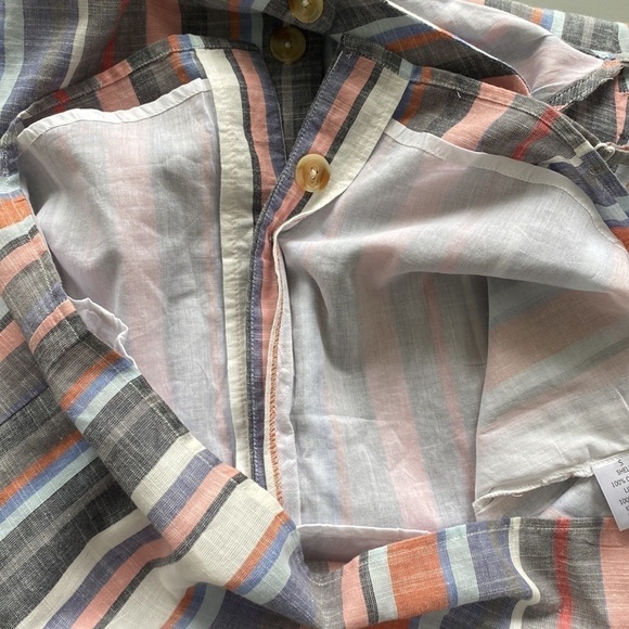 FRANCESCA’S Blue Rain Maya Button Down 100% Cotton Stripped Dress Size Small - Picture 14 of 16